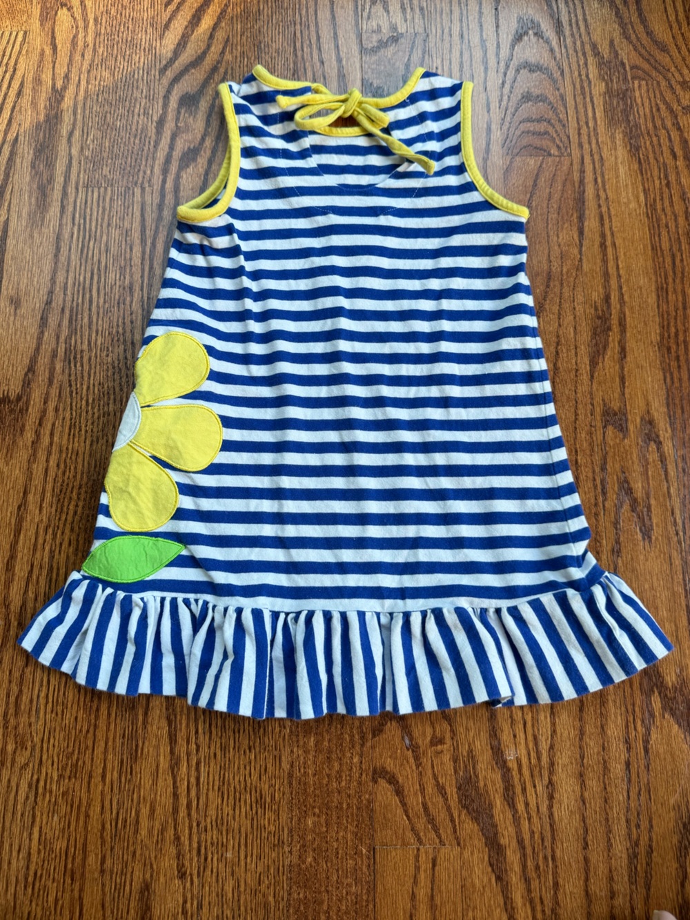 Florence Eiseman Navy & White Striped Sundress with Yellow Daisy 4T - Picture 2 of 8